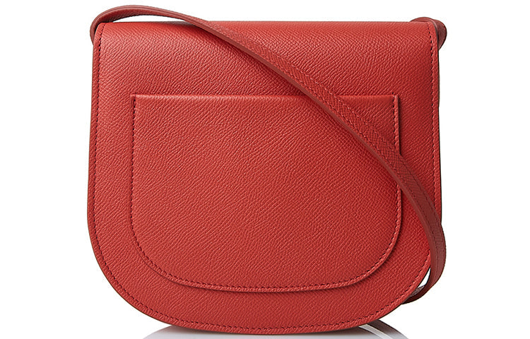 CELINE Cow Leather Saddle Bag Shoulder Bag Crossbody Bag Small Size Women's Red