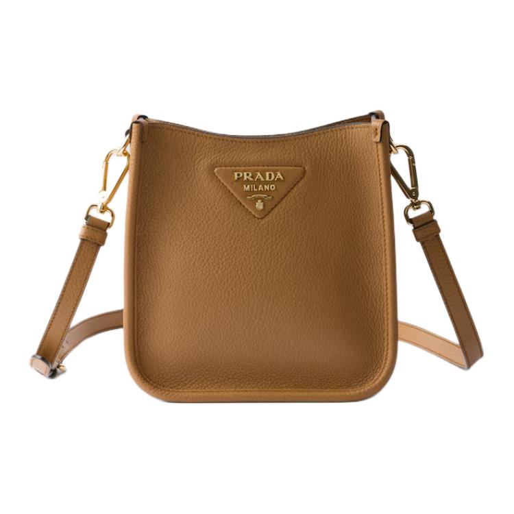 PRADA Cow Leather Shoulder Bag Mini Women's Camel