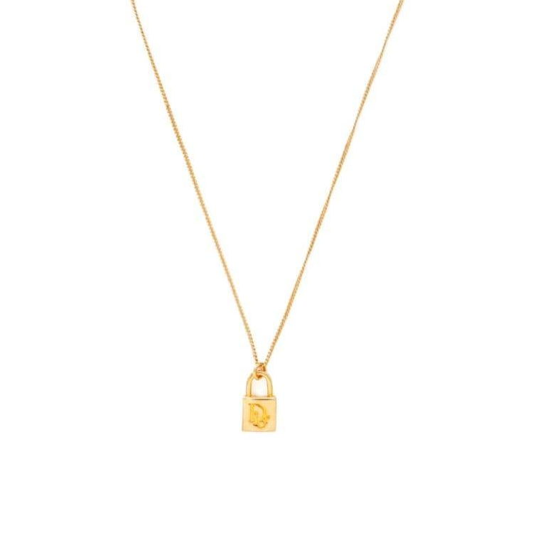 DIOR Gold-plated Padlock Pendant Necklace