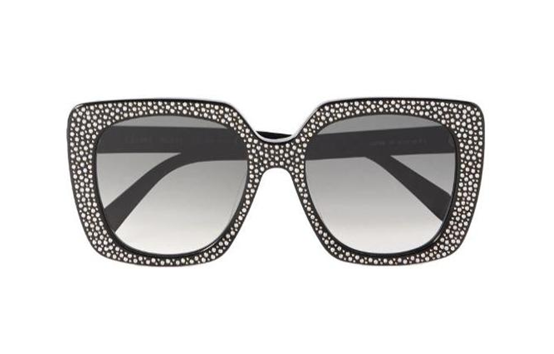 CELINE Acetate Square Sunglasses Women's Black