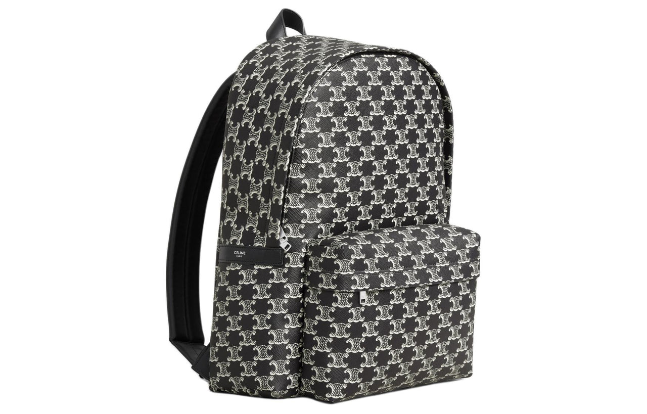 CELINE Cow Leather Backpack Men's Black & White
