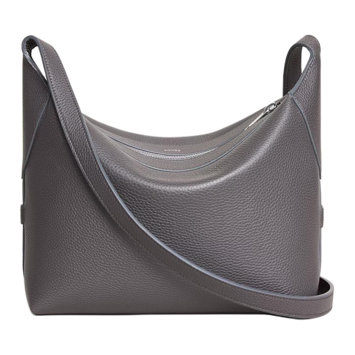 CELINE Calfskin Shoulder Bag Trumpets Women's Gray