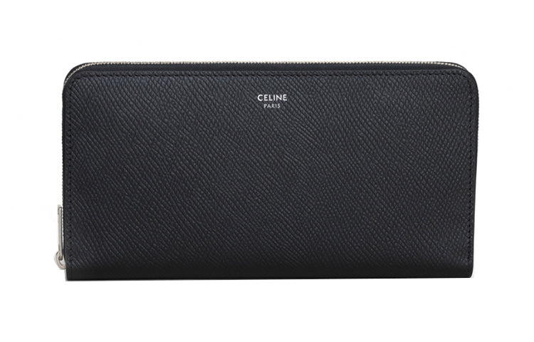 CELINE Cow Leather Wallet Large Size Men's Black