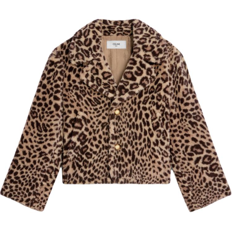 CELINE Egg shaped Peacoat In Fur effect Wool