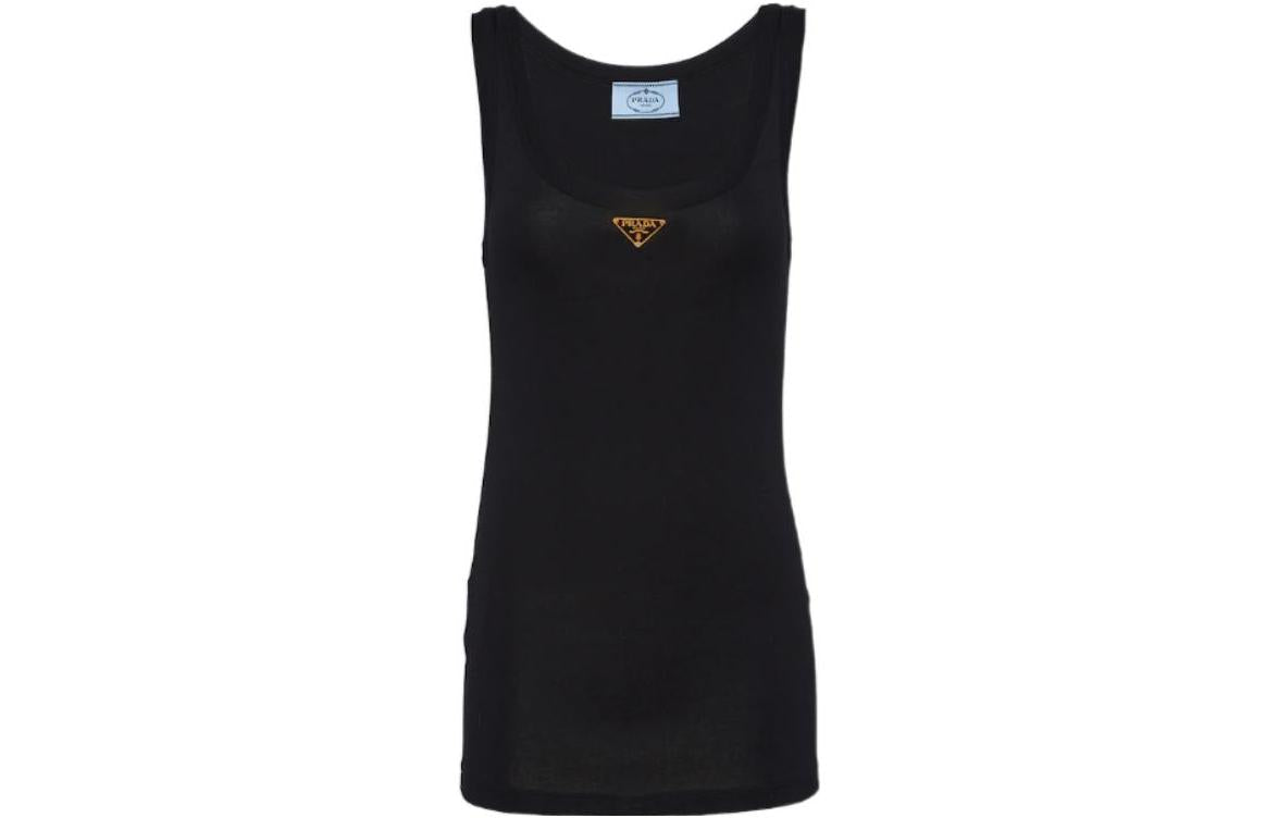 PRADA Enamel Logo Plaque Tank Top Black