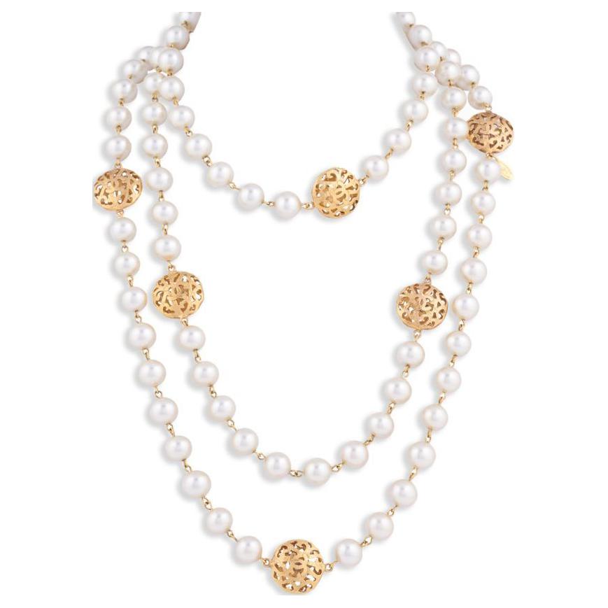 CHANEL 1986 Faux-pearl Layered Necklace