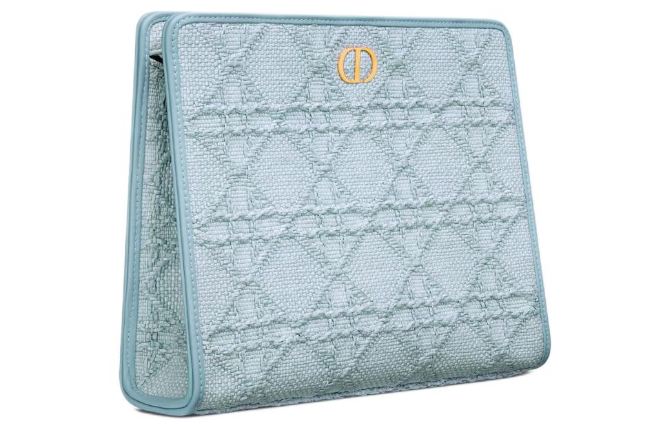 DIOR 30 Montaigne Raffia Clutch Women's Sky Blue