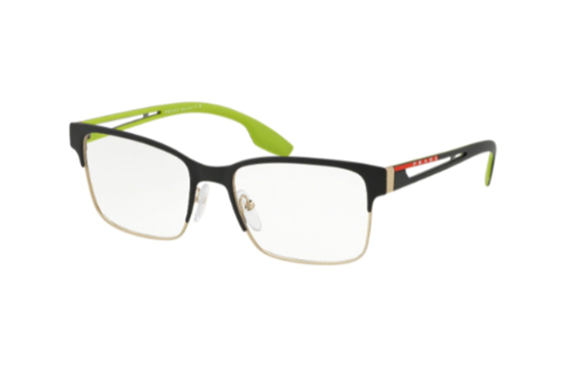 PRADA Crystal Irregular Shape Eyeglass Frames Unisex Black