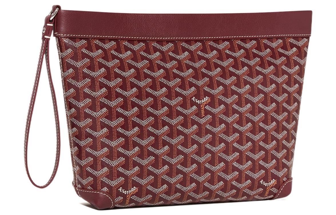 GOYARD Canvas With Calfskin Toiletry Bags Storage Bags Clutches Unisex Burgundy