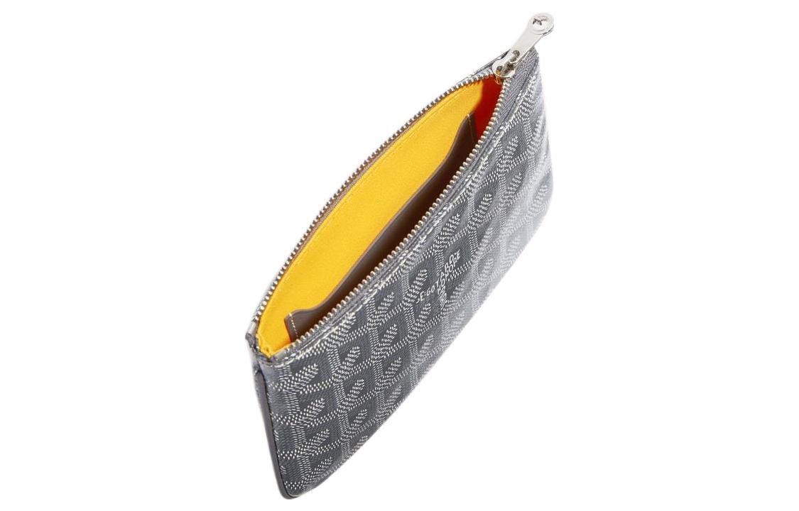 GOYARD SENAT Canvas With Calfskin Wallet Card Holder Clutch Mini Unisex Gray