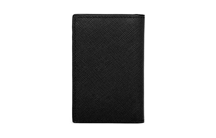 PRADA Cow Leather Card Holder Men's Black