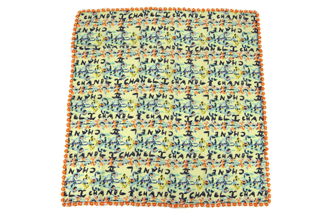 CHANEL 1994 Logo-print Silk Scarf