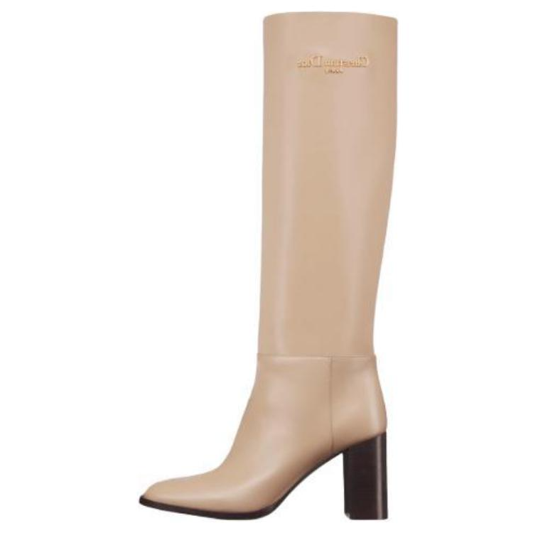 DIOR D-Town Knee-high Boots 8cm Women's Beige