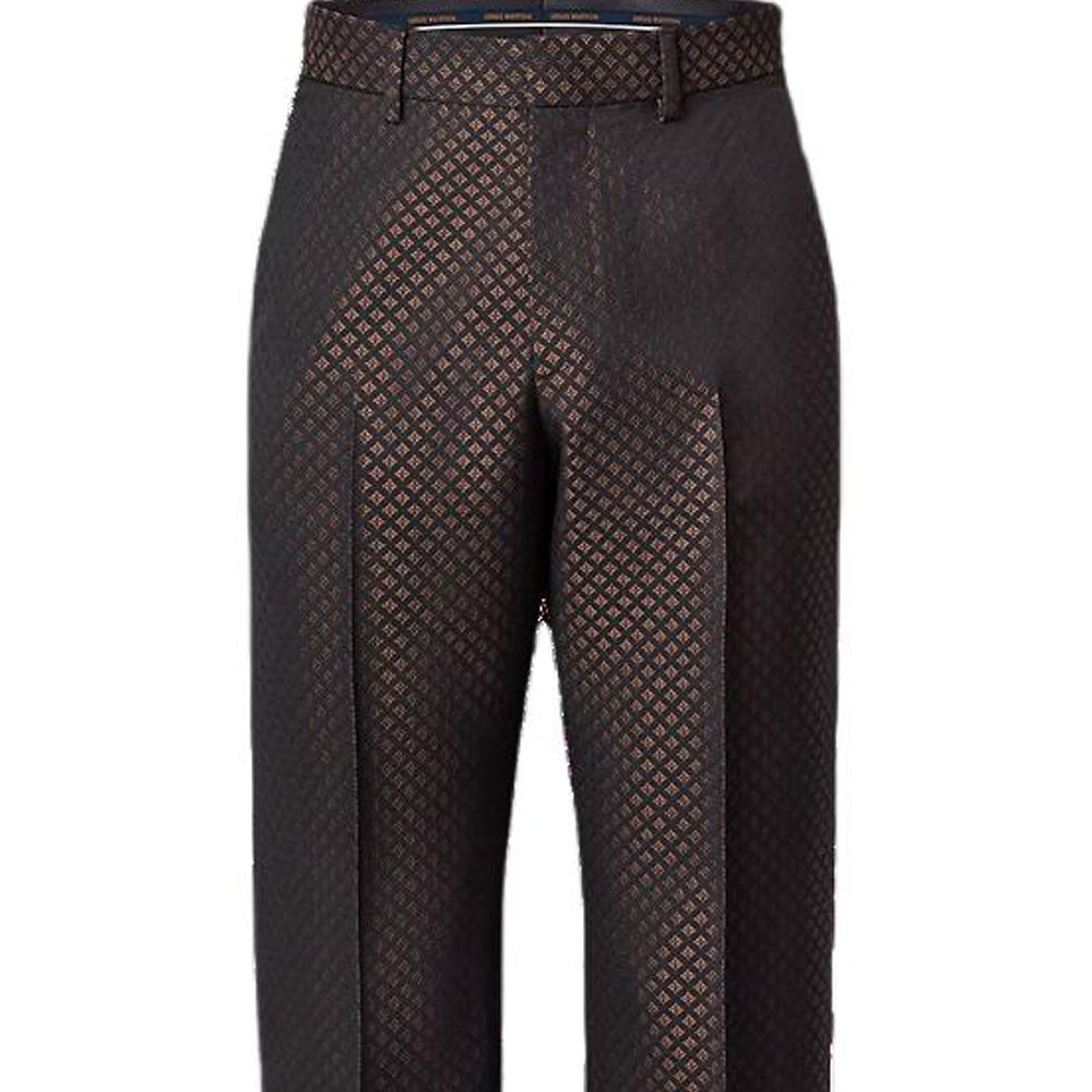 LOUIS VUITTON Wool-Silk Blend Monogram Evening Cigarette Pants