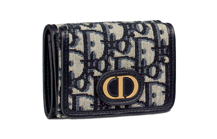 DIOR 30 Montaigne Canvas Wallet Women's Blue