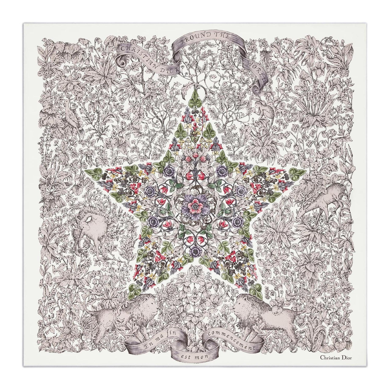 DIOR Mulberry Silk Silk Scarves Women's Pink