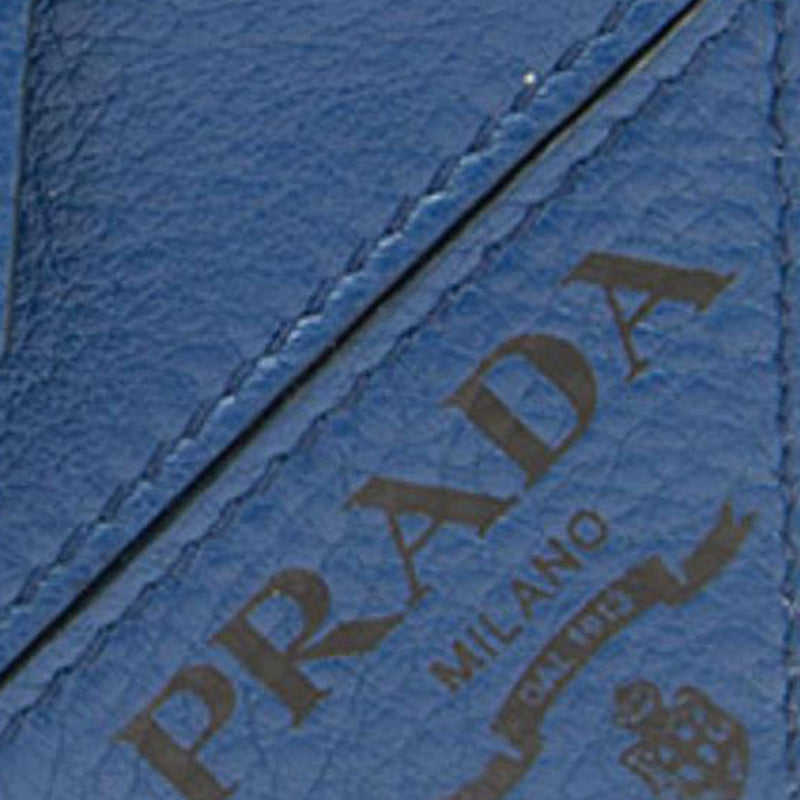 PRADA Cow Leather Card Holder Men's Blue