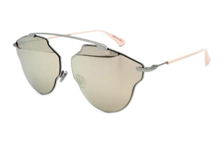DIOR Acetate Irregular Shape Sunglasses Women's Silver