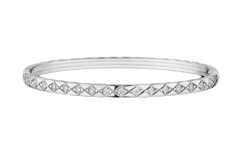 CHANEL 18K White Gold, Diamond Bangles Women's Silver