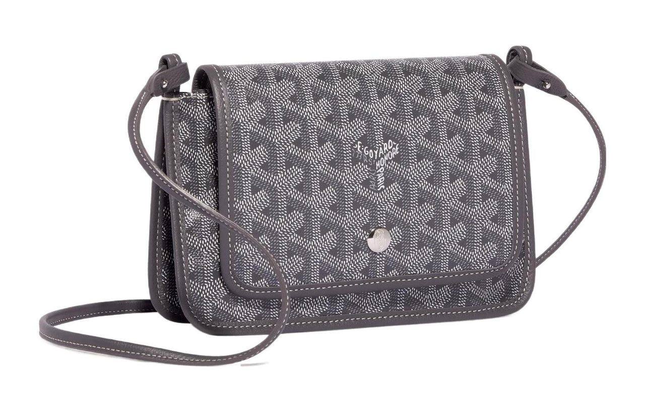 GOYARD Plumet Canvas With Leather Envelope Bag Crossbody Bag Shoulder Bag Unisex Gray Spelling Ivory Small Hearts