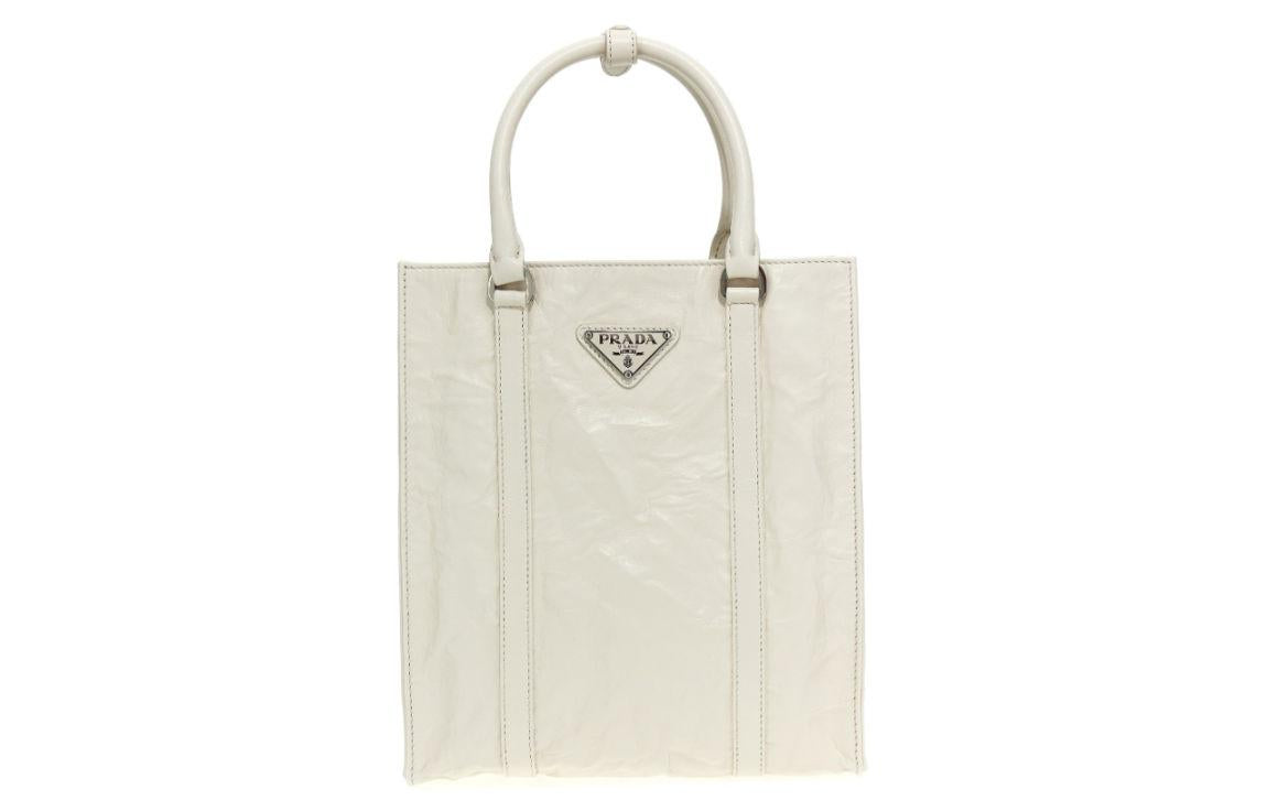 PRADA Cow Leather Handbag Women's White