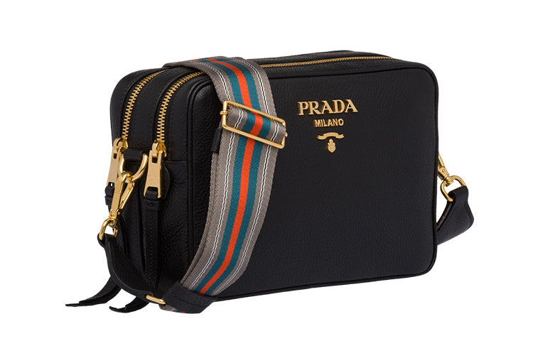 PRADA Calfskin Shoulder Bag Women's Black