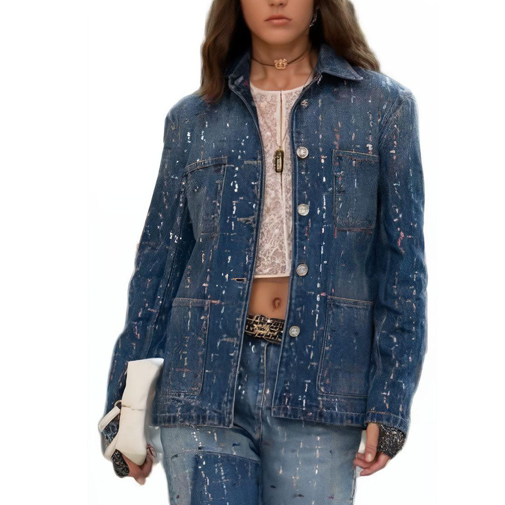 CHANEL 23 New Spring And Summer Arrivals Denim Jacket Women's Blue