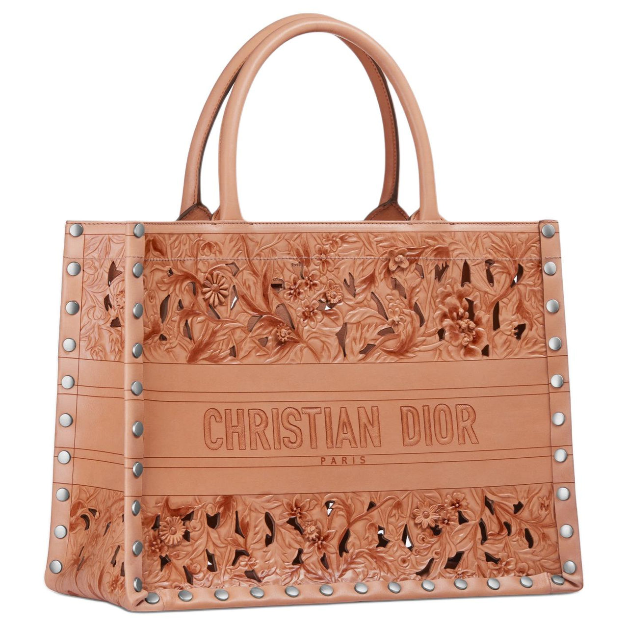 DIOR BookTote Calfskin Tote Bag Shopping Bag Handbag Medium Size Women's Beige