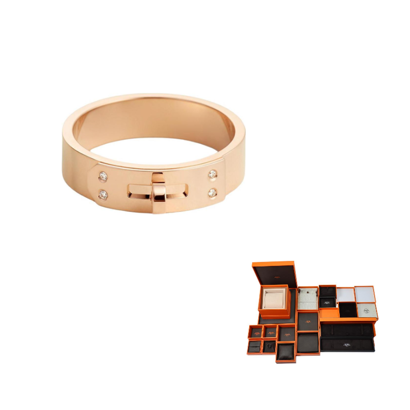 HERMES 18K Rose Gold Rings Women's Rose Gold