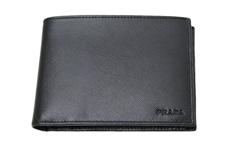 PRADA Cow Leather Wallet Men's Black
