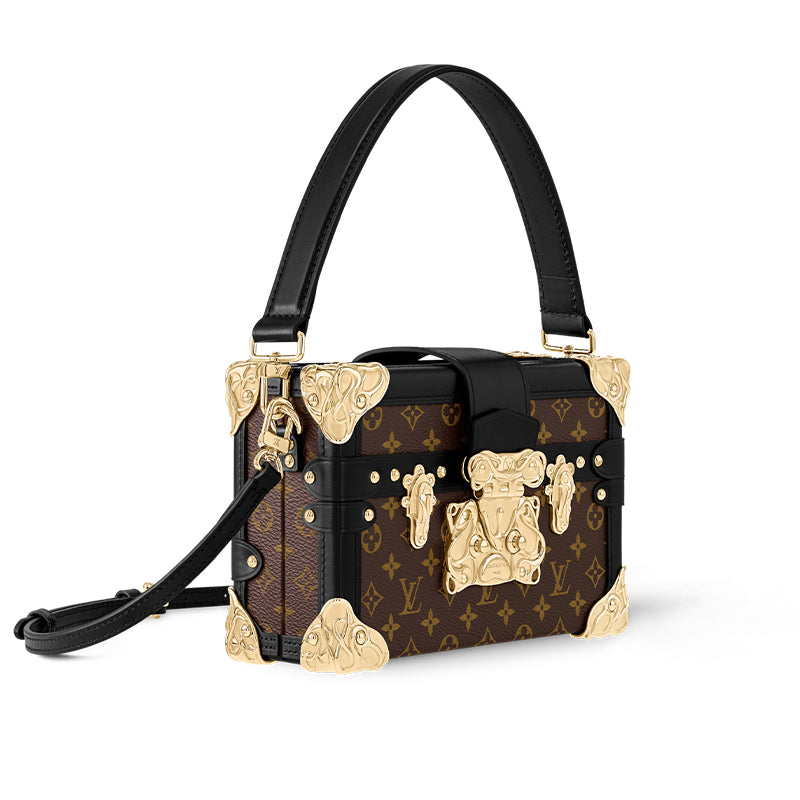 LOUIS VUITTON PETITE MALLE Monogram Canvas Shoulder Bag Small Size Women's Brown