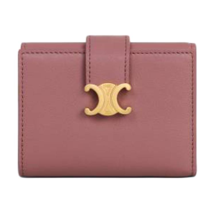 CELINE Calfskin Wallet Women's Vintage Rose