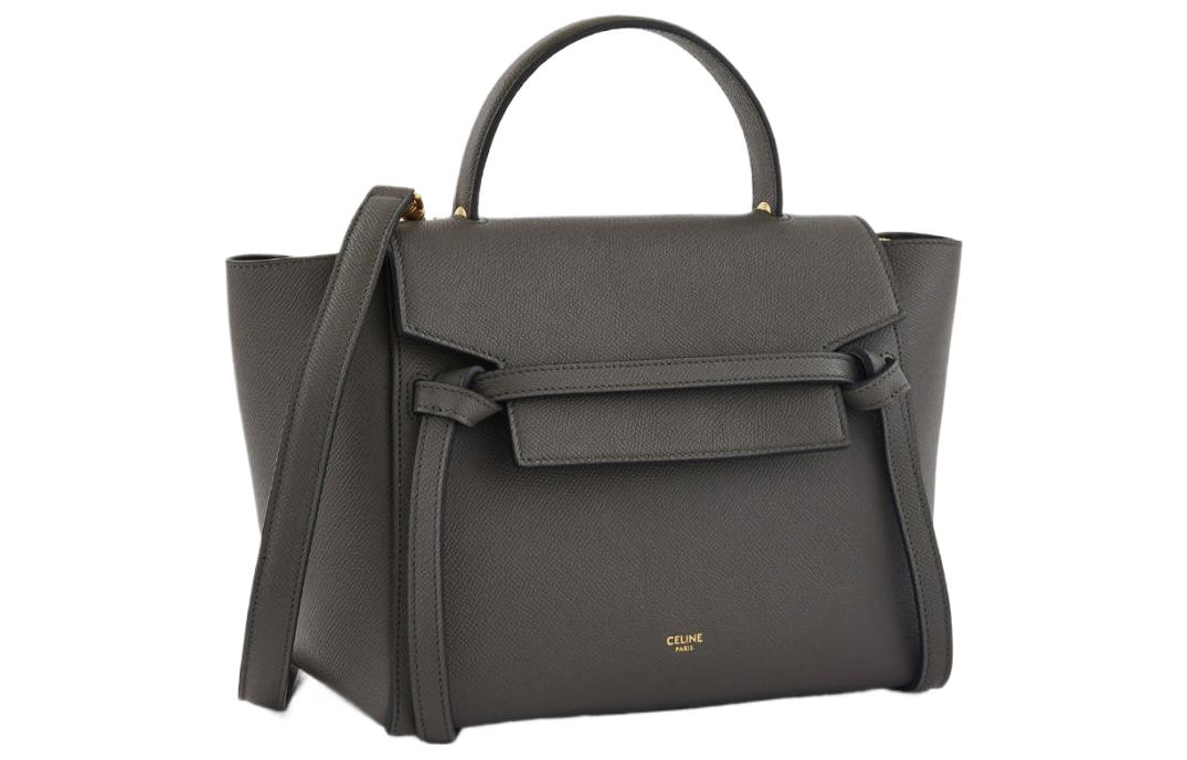 CELINE Cow Leather Shoulder Bags Handbags Women's Gray
