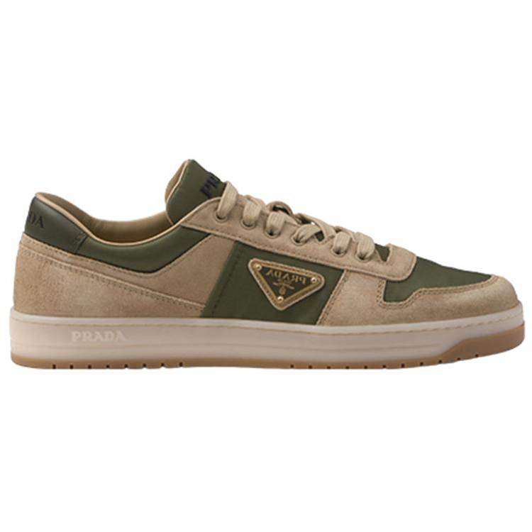 PRADA Downtown Low Top Skateboard Shoes 3.5cm Men's Beige Green