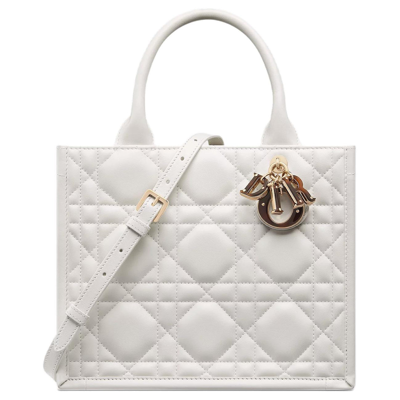 DIOR BookTote Cow Leather Tote Bag Shopping Bag Shoulder Bag Crossbody Bag Handbag Small Size Women's Milk White