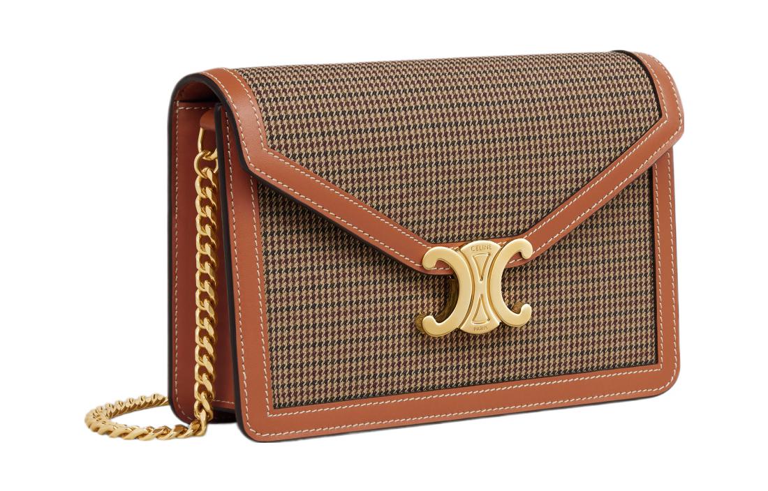 CELINE Fabric With Cow Leather Trim Shoulder Bag, Crossbody Bag, Wallet Mini Women's Multicolor