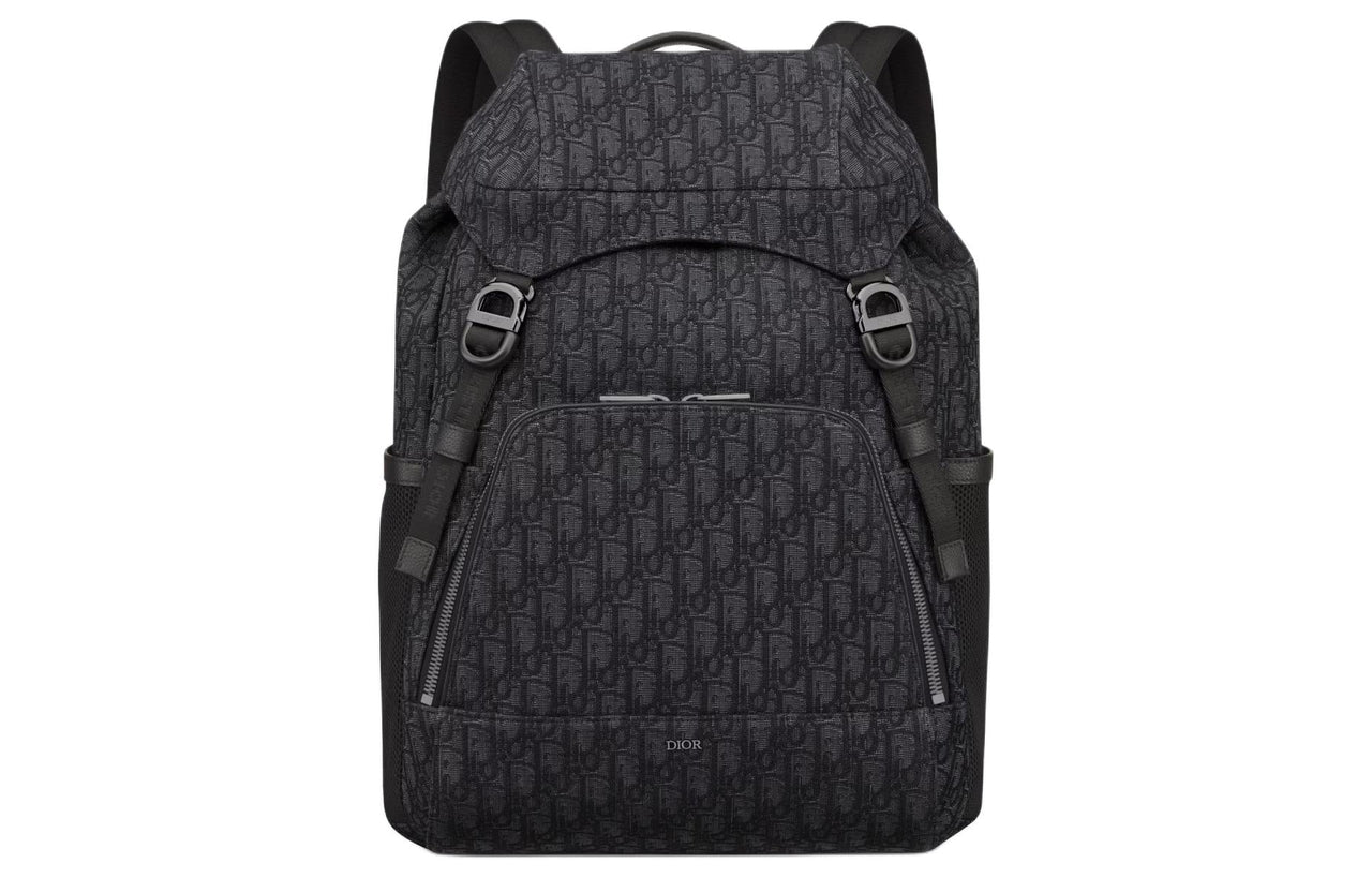 DIOR 8 Oblique Printed Fabric Backpack Men's Black