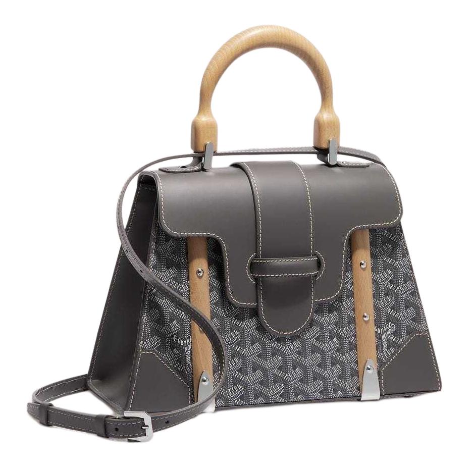 GOYARD Canvas With Leather Shoulder Bag Crossbody Bag Handbag Small Size Women's Gray