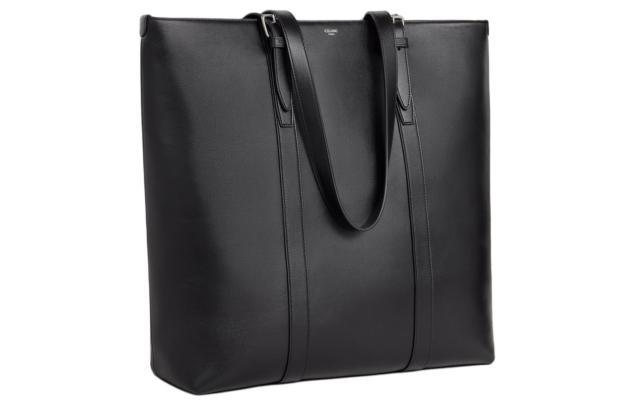 CELINE Cabas Calfskin Tote Bag, Shopping Bag, Handbag Men's Black