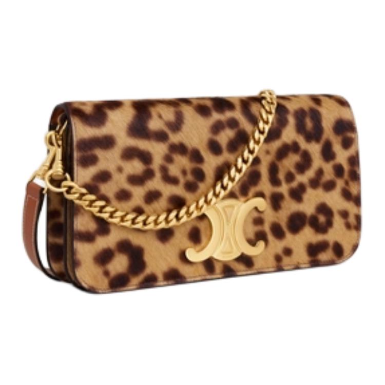 CELINE Calfskin Shoulder Bag Regular Women's Brown