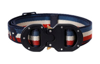 DIOR Stripes Logo Buckle Leather Belts Unisex