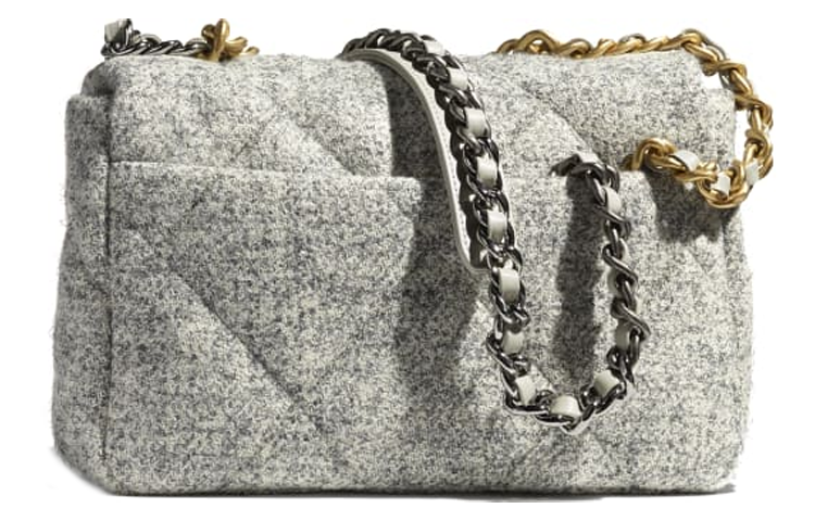 CHANEL 19Bag Metal Shoulder Bag, Crossbody Bag Women's Gray/Ivory