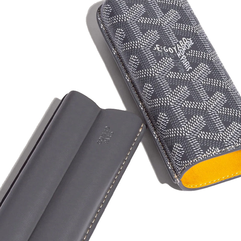 GOYARD Churchill Canvas With Calfskin Dog's Teeth Cigar Box Accessories Unisex Gray