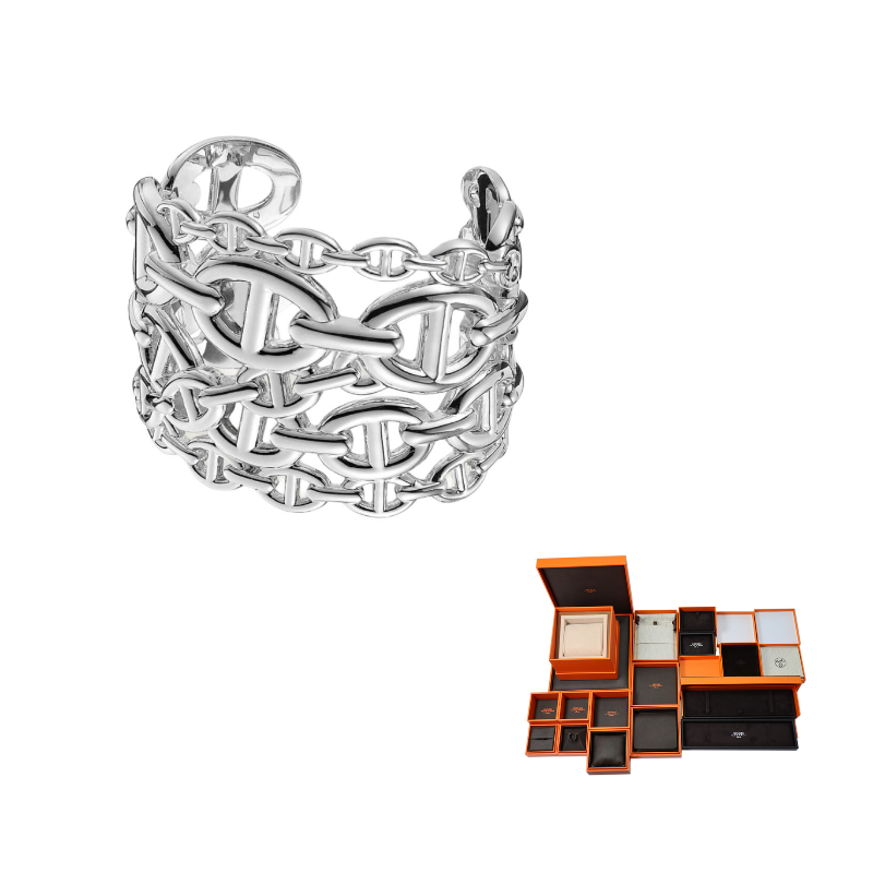HERMES 925 Sterling Silver Wristbands Women's Silver