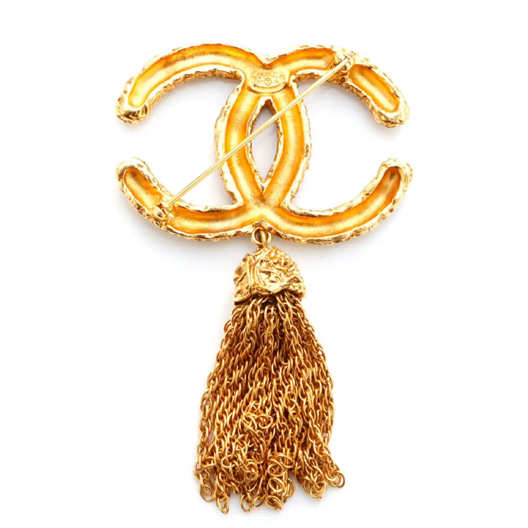 CHANEL 1993 Metal Tassel Cc Brooch