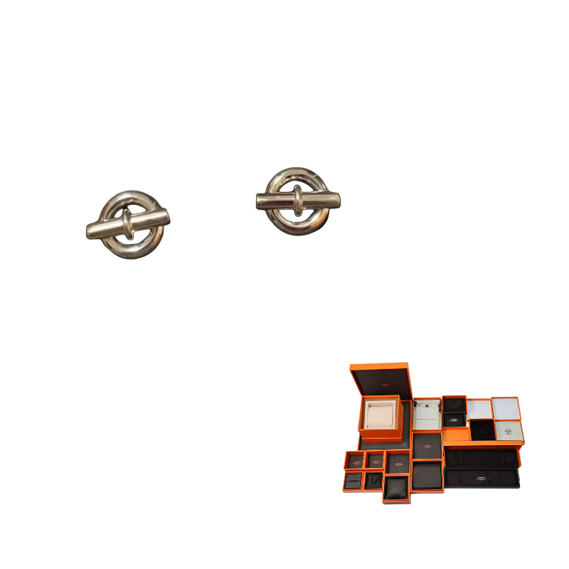 HERMES 925 Sterling Silver Earrings Women's Silver