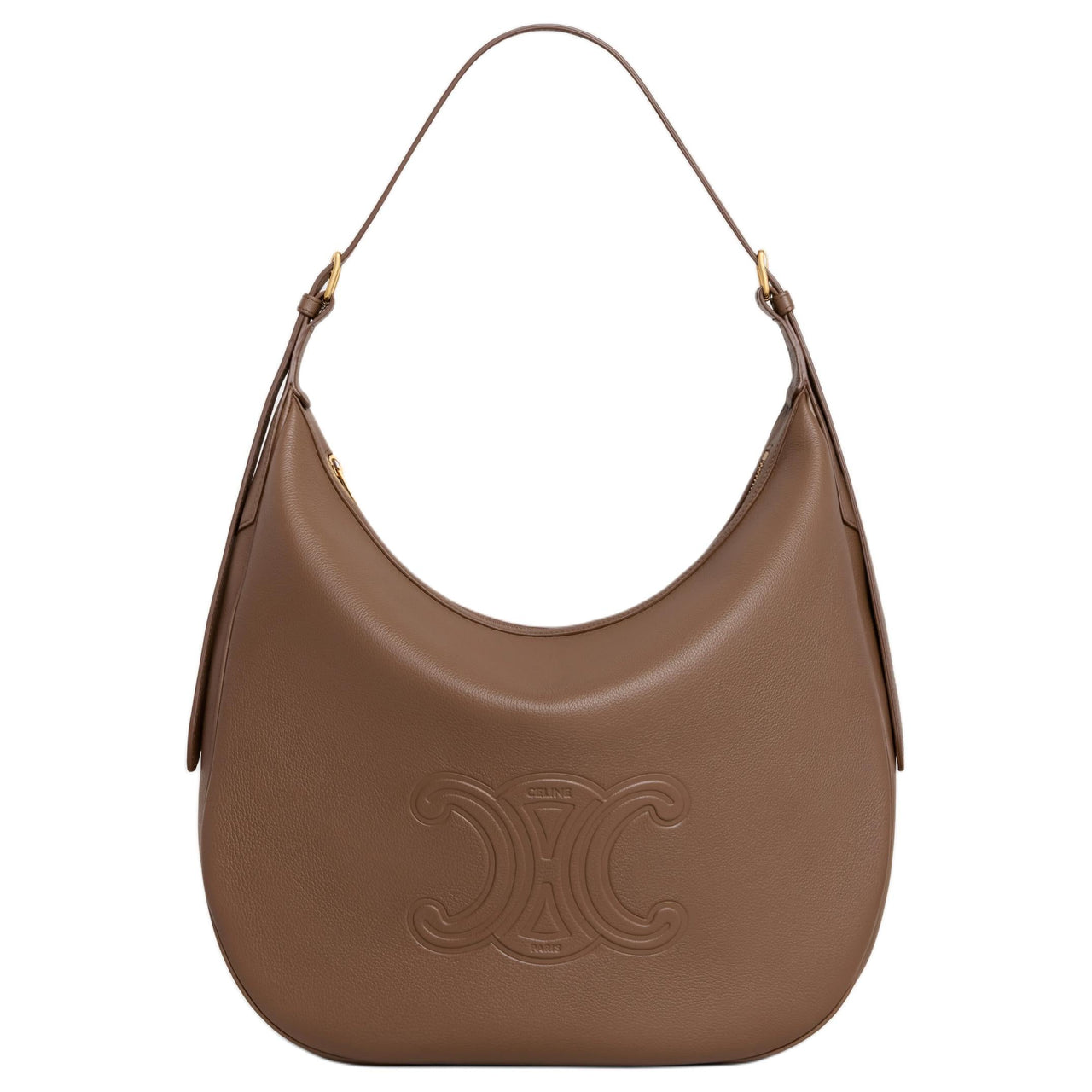 CELINE Cuir Triomphe Calfskin Shoulder Bag, Handbag, Shoulder Bag Tubas Women's Brown