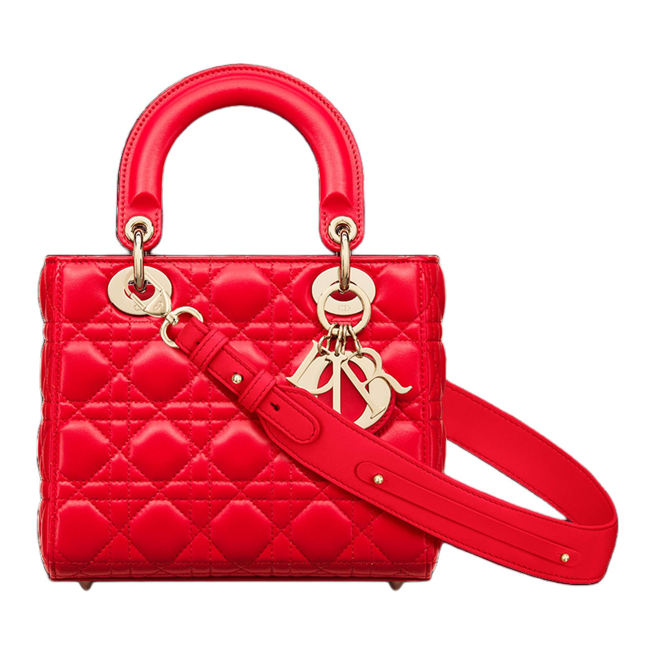 DIOR Lady DiorMy ABCDior Lambskin Tote Shopping Bag Shoulder Bag Crossbody Bag Handbag Small Size Women's Bright Red