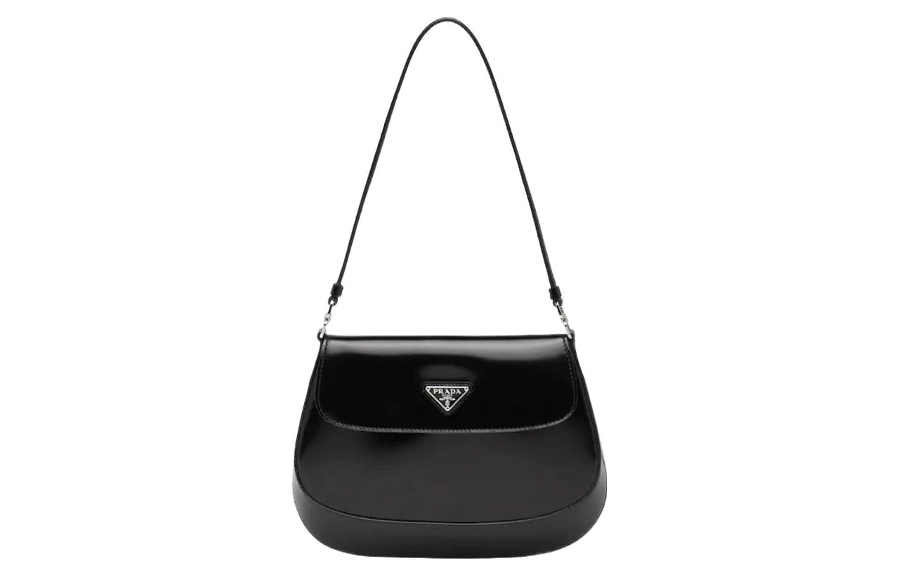 PRADA Cleo Leather Shoulder Bag Women's Black