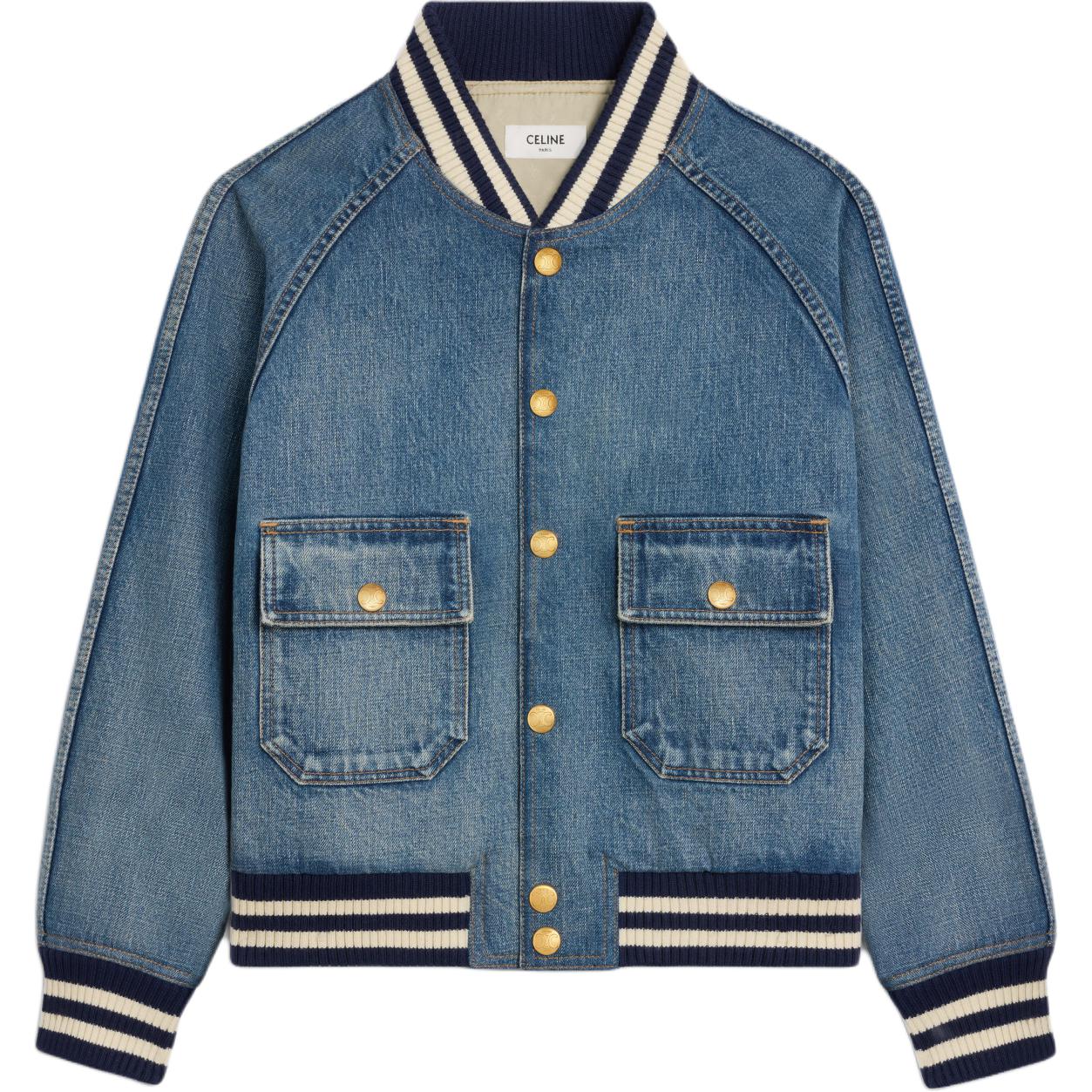 CELINE Teddy Jacket In Clean Ocean Breathe Wash Denim